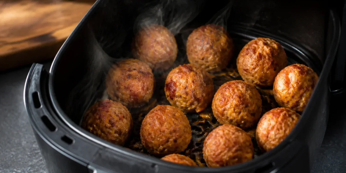 Bolinho de carne com bacon na airfryer fica crocante, suculento e é fácil de fazer
