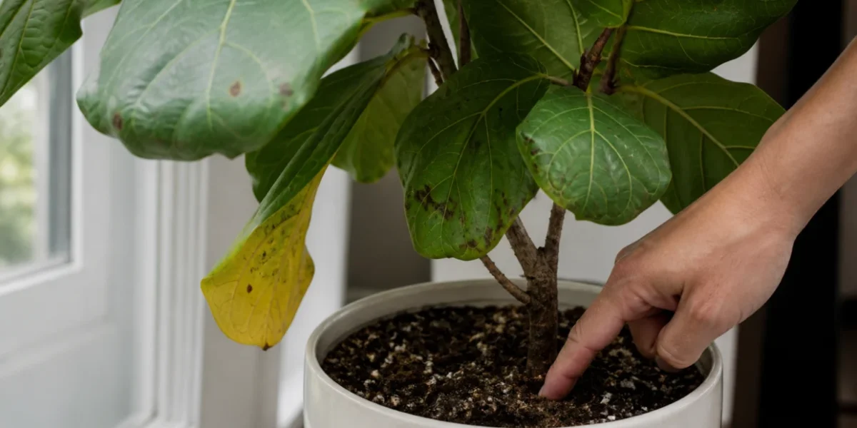 O que significa quando a ficus lyrata perde folhas, fica com manchas ou cresce torta dentro de casa?
